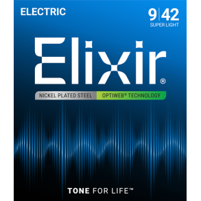 Elixir Optiweb Electric Nickel Plated Steel 19002 Super Light 09-42